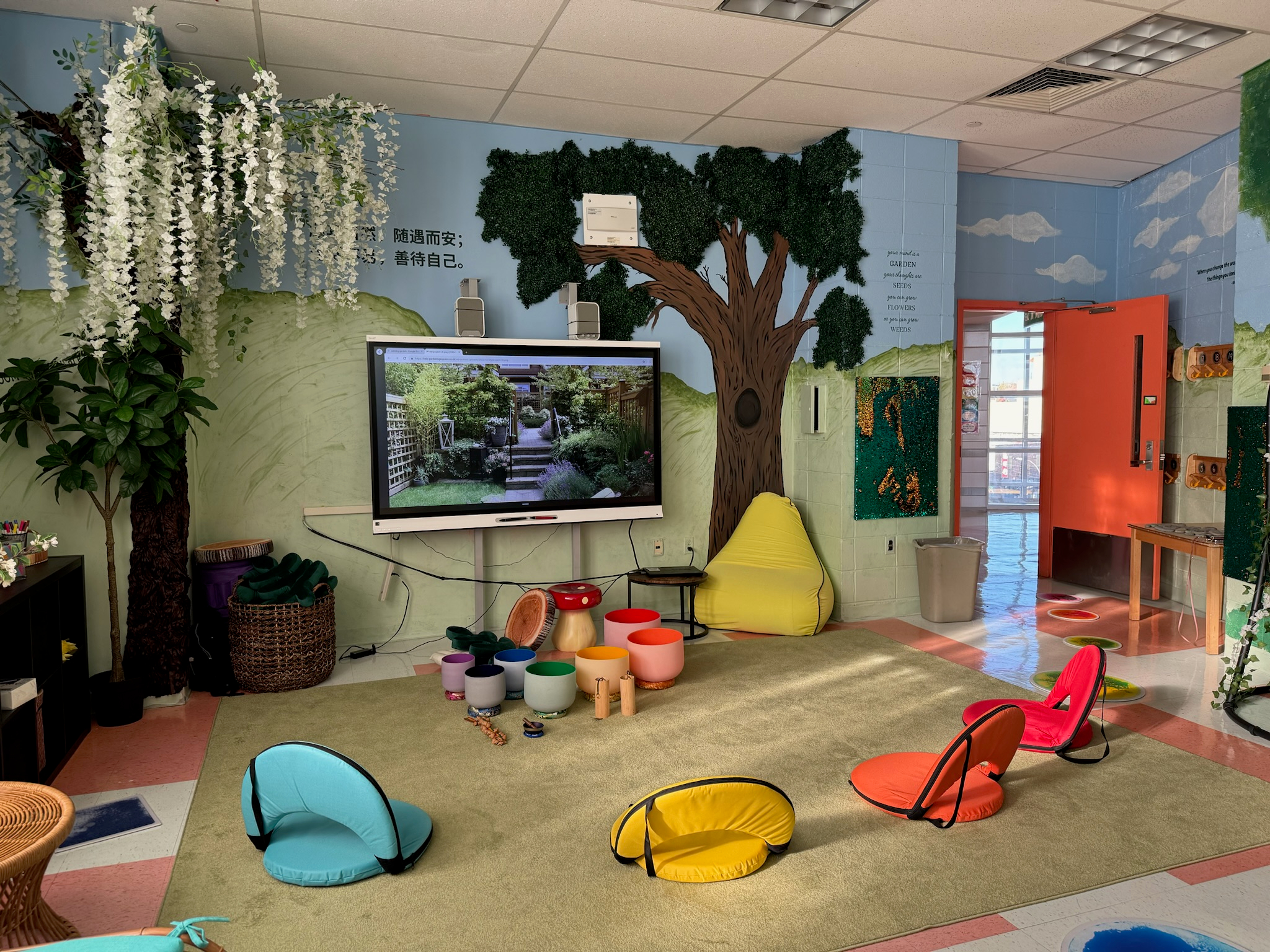 Transformed ocean-themed wellness room
